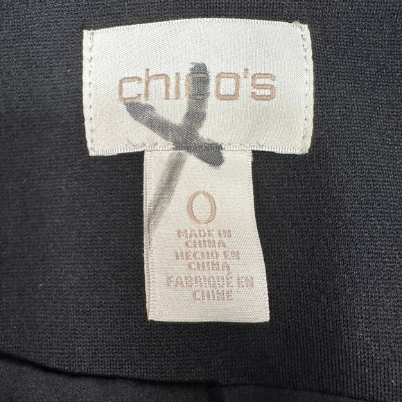 Chico’s Military Style Ruffle Trim Blazer Jacket WMNS 0 Black Open Front Button - Picture 12 of 15